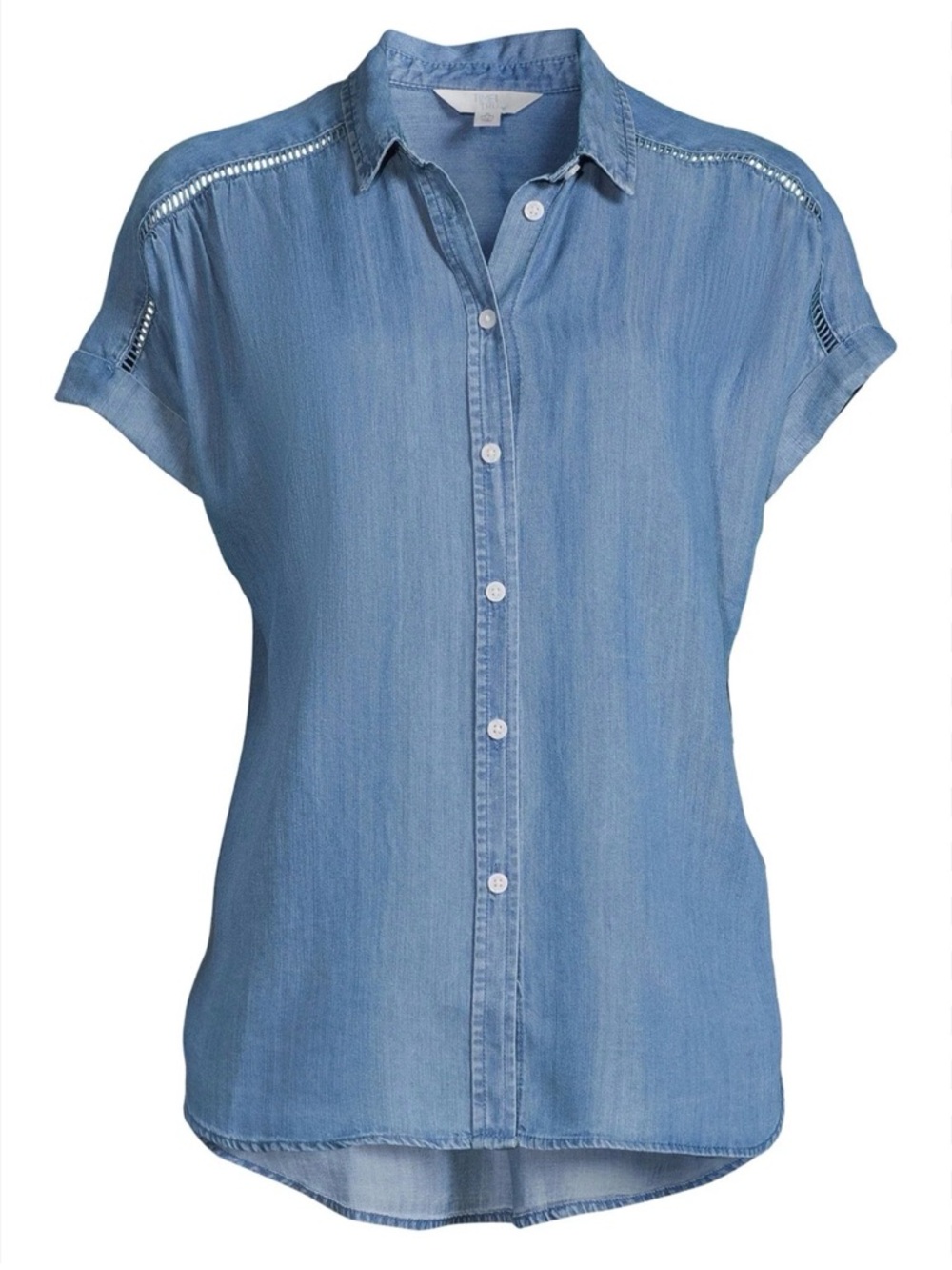 Time and Tru Light Blue Short-Sleeve Denim Button-Down Shirt